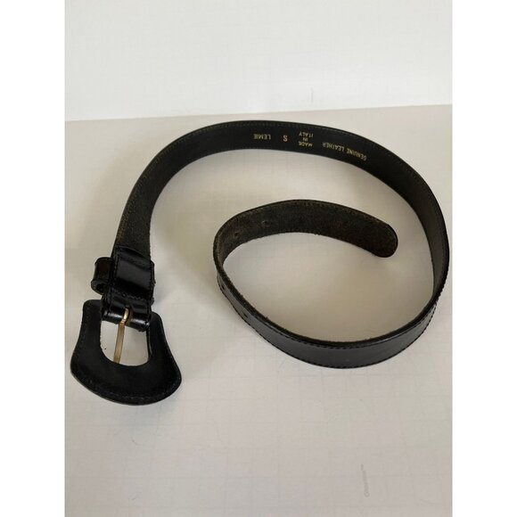 1990s Vintage Lemie Leather Belt Ladies Black Leather Buckle 1.5" W Size Small - Picture 5 of 5